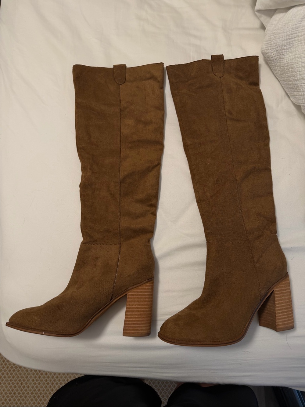 Oasis Society Women's Tall Suede Block Heel Boots - Tan - Picture 4 of 11